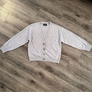 The Kooples V neck gray wool cardigan with jewel buttons